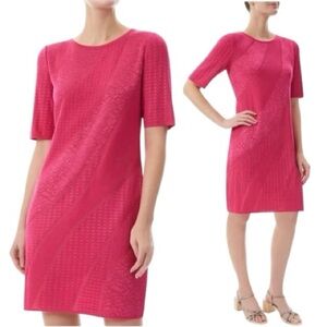 Ming Wang Textured Knit Sheath Dress | Hot Pink | Size XL | NWT